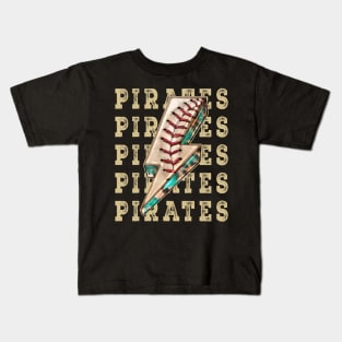 Aesthetic Design Pirates Gifts Vintage Styles Baseball Kids T-Shirt